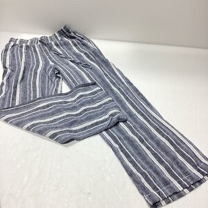 Briggs Linen Pants Lagenlook Blue White Striped Lounge Pants S